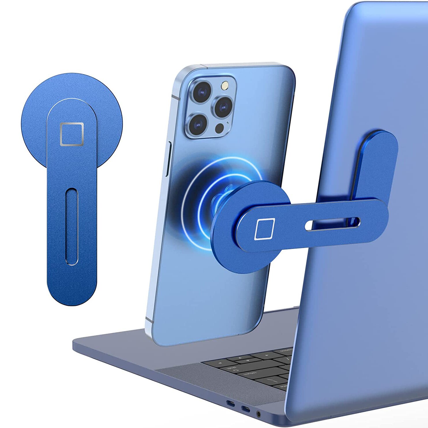 HXSJ Magnetic Phone Holder for Laptop, Adjustable Desktop Monitor Laptop Phone Side Mount,Foldable Computer Monitor Expansion Bracket. 