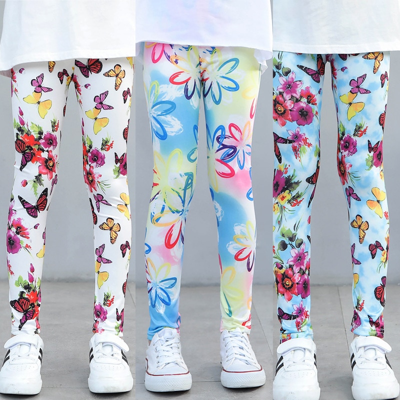 Girls Leggings 2022 Spring and Autumn Thin Children's Stretch Printed Pants Korean Fashion Children Pants Summer Clothing 2-12Y. 