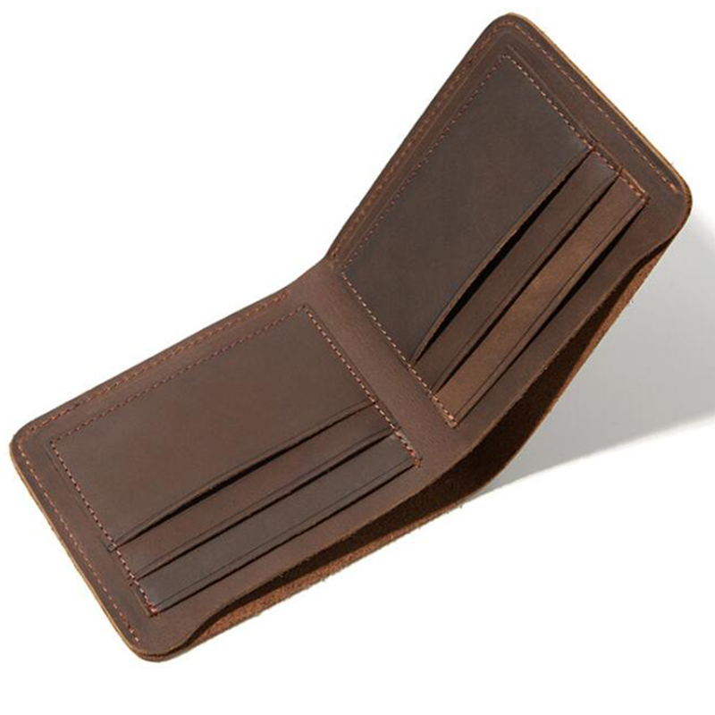 【ZIME】 Casual  Handmade Men Wallet Original  Cow Leather Purse Small Horizontal Bifold Wallet for Men. 