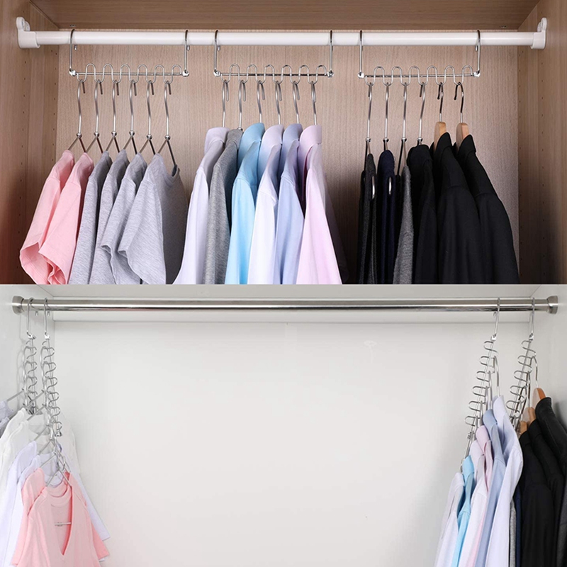 Meetu Space Saving Hangers Magic Cloth Hanger Metal Closet Organizer for Closet Wardrobe Closet Organization Closet System Pack of 12