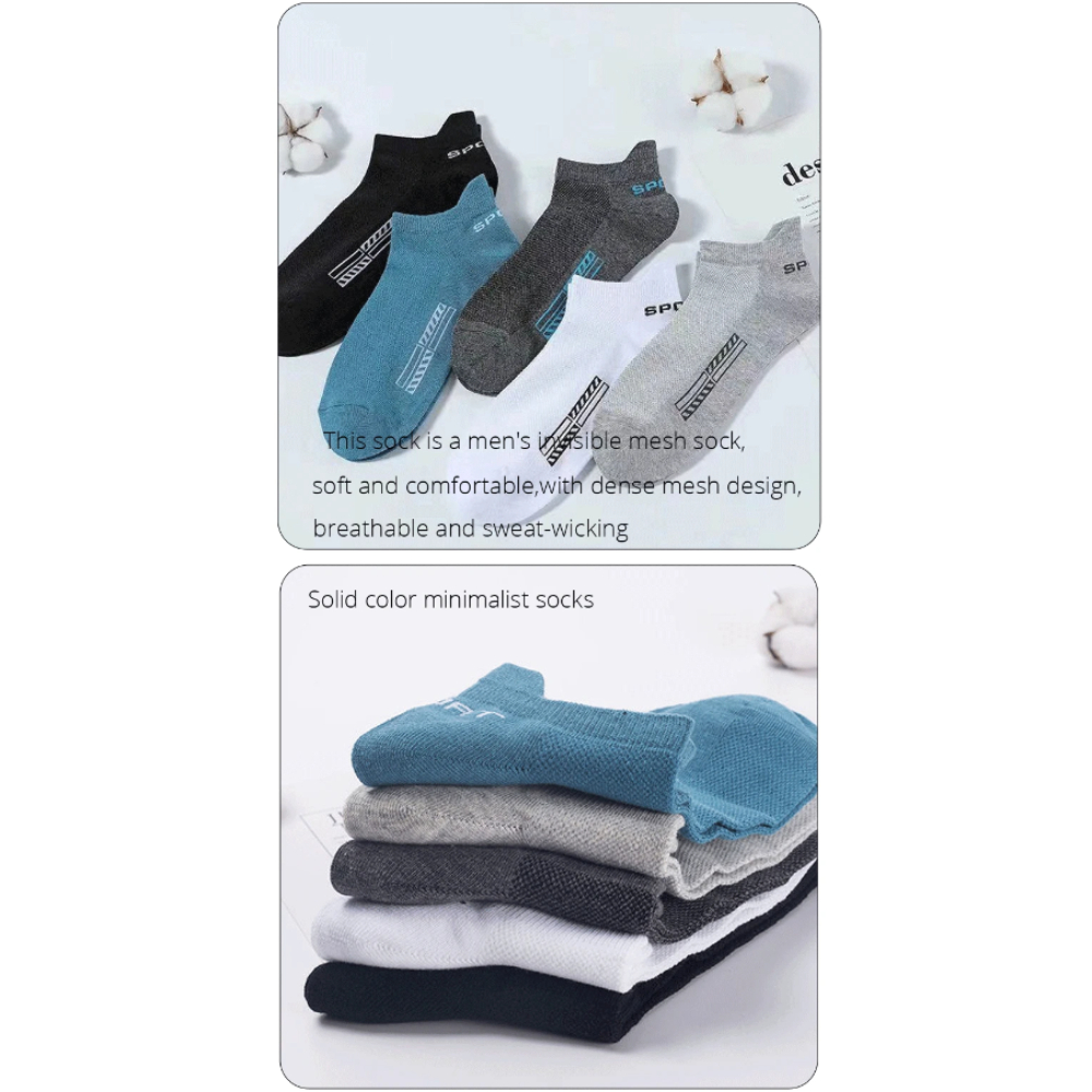 5 Pairs Men's Mesh Ventilated Socks - Lightweight and Refreshing for Active Lifestyles. 