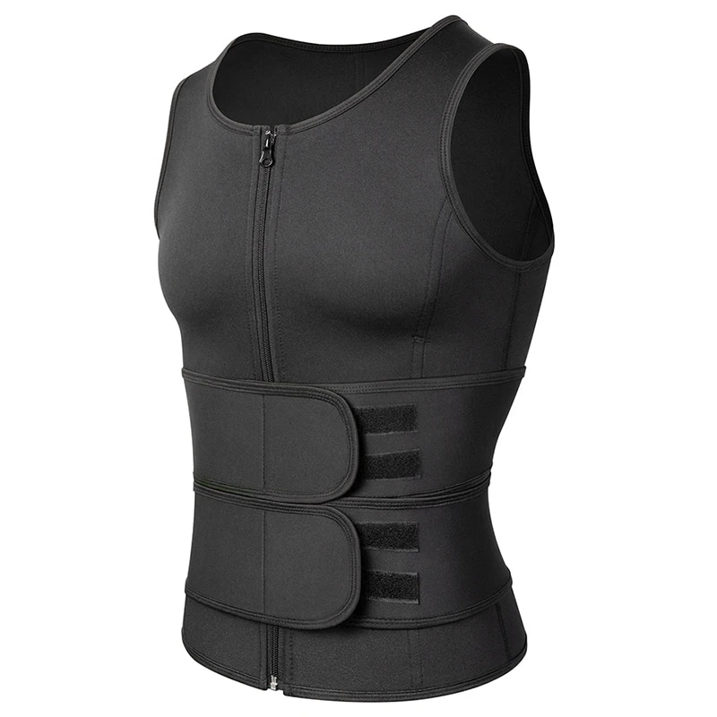 Neoprene Men's Shapers Sweat Vest for Men Waist Trainer Vest Adjustable Workout Body Shaper with Double Zipper for Sauna Suit. 
