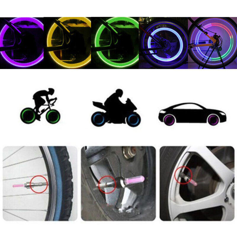 LED Tyre Wheel Valve Cap Light Waterproof Shockproof Car Bicycle Motorcycle 2PCS Dust Cup Valve Light. 