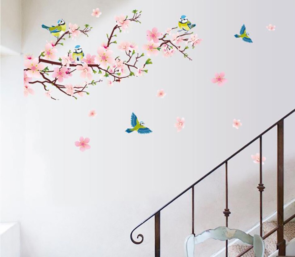 【WEJA】1 pc Sakura wall stickers Kids Rooms Bedroom Living Room DIY Art PVC Beautiful Flower Tree Removable Wallpaper home decor. 