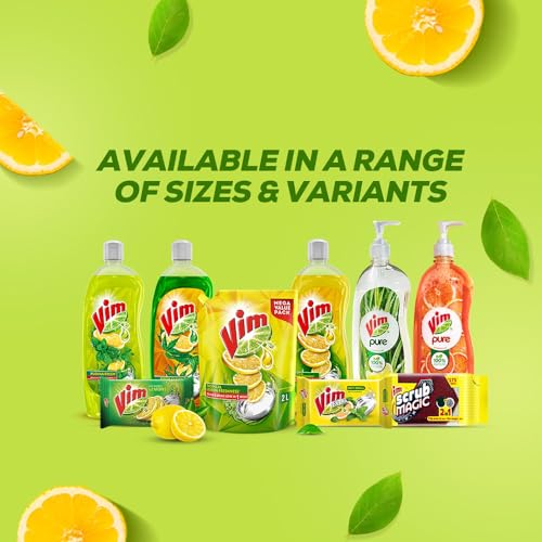 Vim Dishwash Liquid Gel Lemon Refill Pouch, 2 Ltr | Dishwash Gel Infused With The Power Of Lemons | Leaves No Residue FROM INDIA(SAM). 