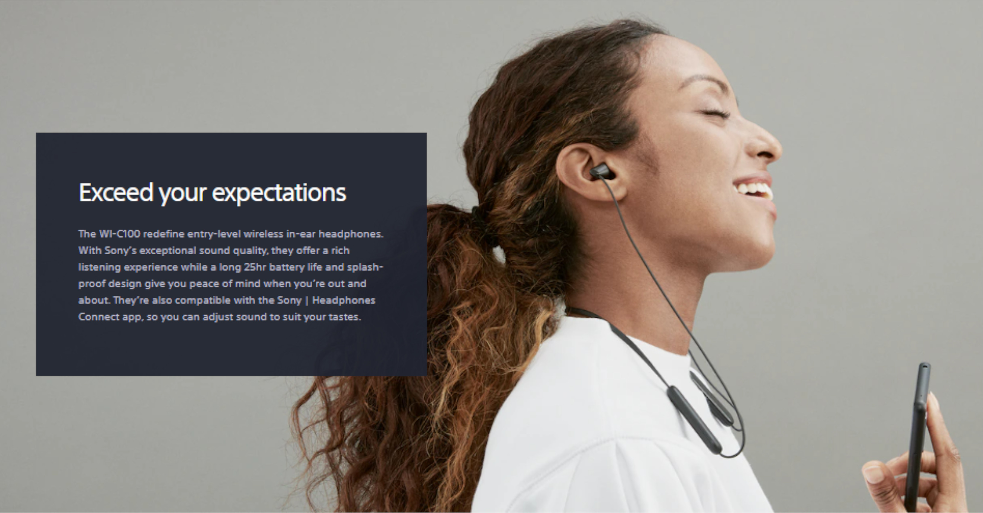 Sony WI-C100 Wireless In-ear Bluetooth Headphones. 