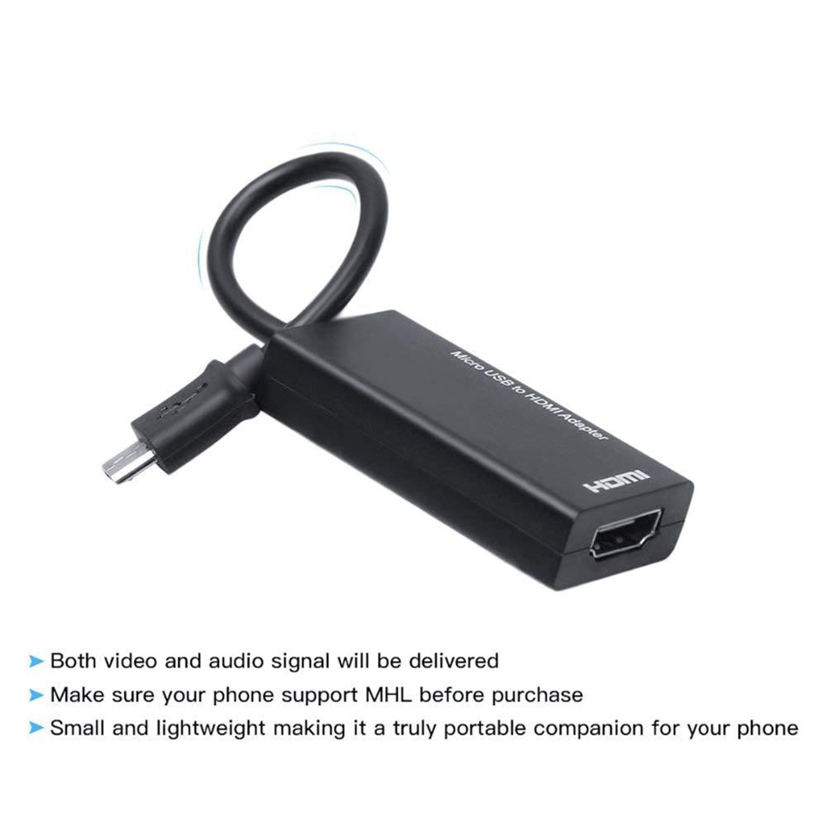 Micro-USB to HDMI Adapter 1080P HDMI Cable for Android Phone Tablet TV Support 192KHz Digital Audio. 