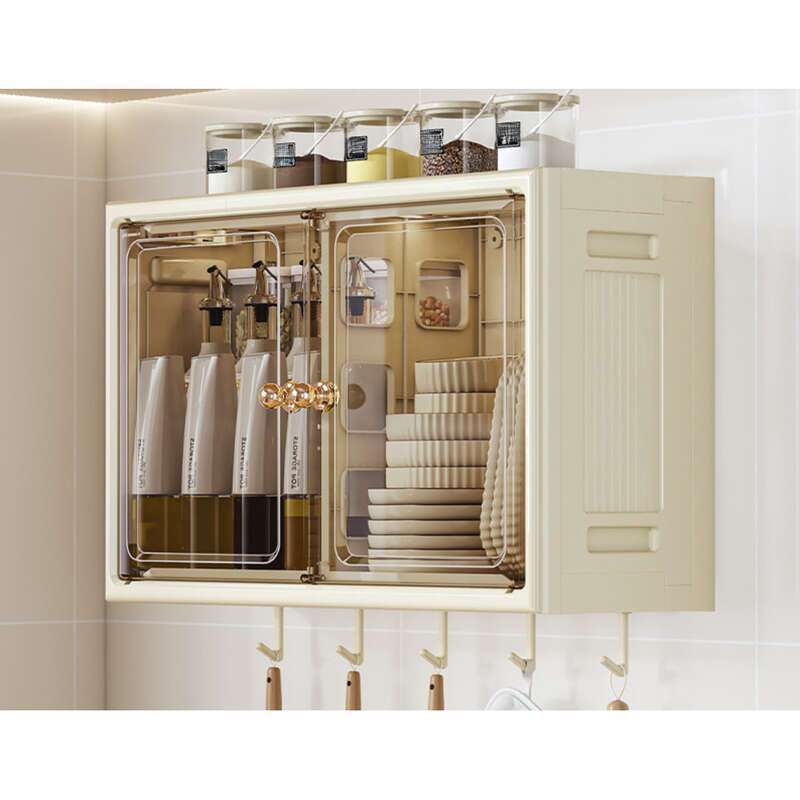 Multi Functional Kitchen Shelf Seasoning Cabinet, No Drilling, Wall Mounted Derailleur, Household Large Capacity Storage_voghion.com