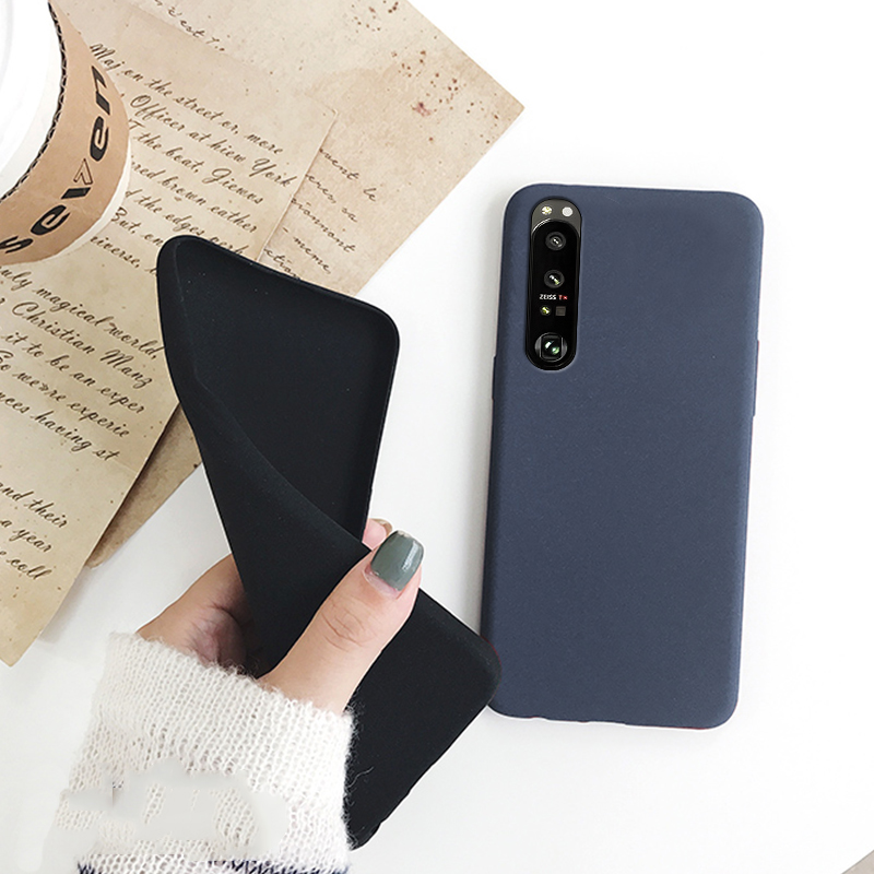 Biruiqu For Sony Xperia 1 II Shockproof Anti Slip Soft TPU Sandstone Matte Back Case Cover. 