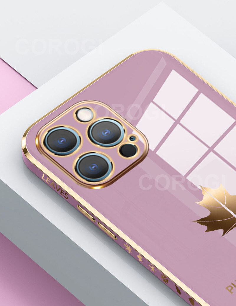 LECOMES for Huawei Y6 Prime 2019/Huawei Y6s Back Cover + Free Lanyard Luxury 6D Plating Shiny Maple Leaf Protective Case Square Bumper Soft Silicone Mobile Phone Cases. 