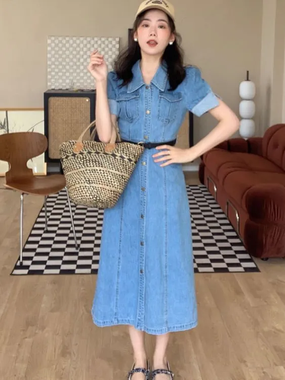 Womens summer hot sale denim dress