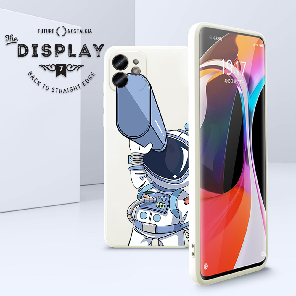 Hontinga for Huawei P50 Pro Back Cover New Astronaut Side Design Phone Case Square Soft Liquid Silicone Mobile Cover. 