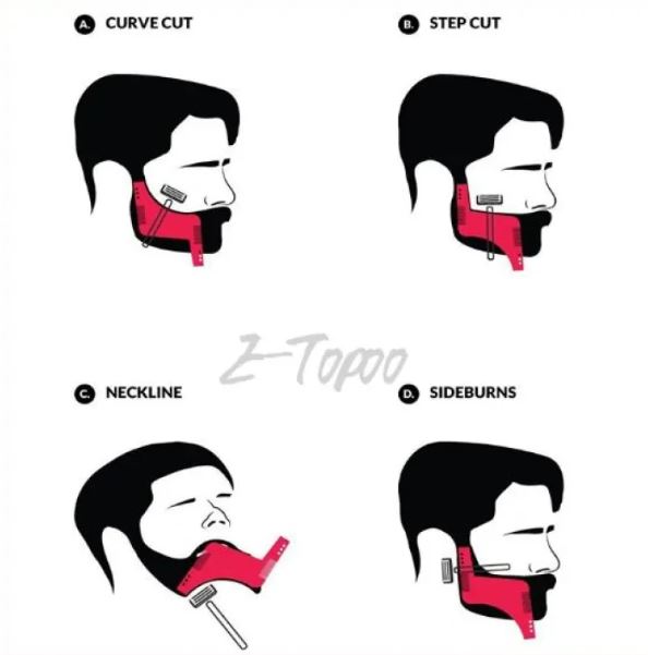 High Quality Beard Shaping Styling Template Tool ABS Comb for Hair Beard Trim Template. 