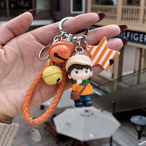 Creative Couple Keychain Pendant a Pair of Korean Cute Cartoon Key Chain Women's Car Key Chain Circle Backpack Pendant