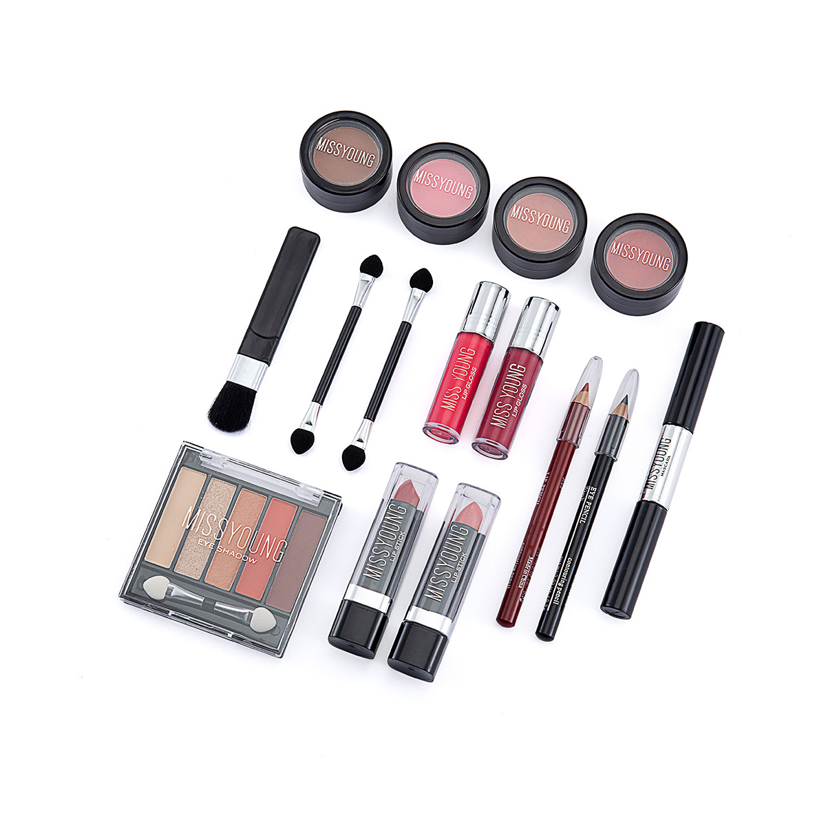 Miss Young Make Up Sets Cosmetics Full Set Eyeshadow Tray Lipstick Matte Pigment for Lip Gloss Mascara Makeup Set for Girls. 