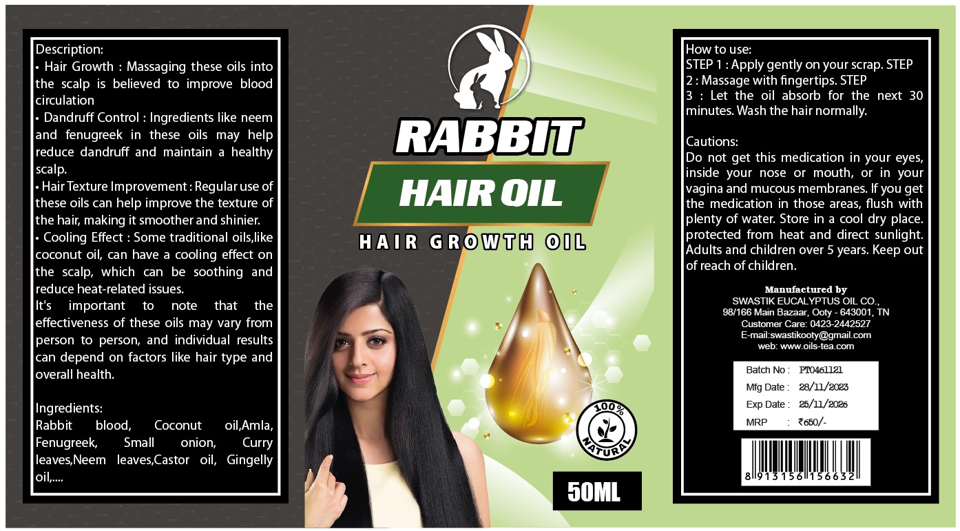 Rabbit Blood  Hair Oil 50ML 100ML Natural Rabbit Blood hair Growth oil, Rabbit hair oil, Natural Hair Oil, Herbal Hair Care, Hair Growth Oil, Organic Hair Serum, Hair Repair Oil, Thickening Hair Oil, Vegan Hair Products. 