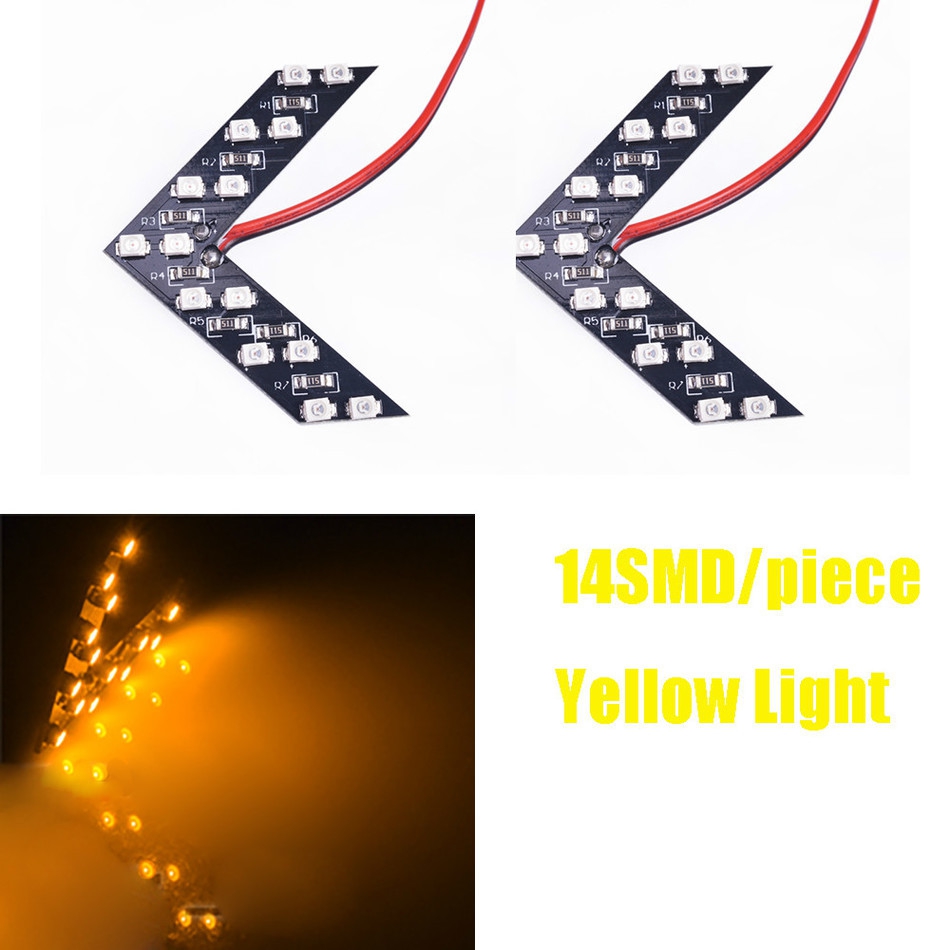 2PCS Universal 14-SMD Car Side Rearview Mirror Turn Signal LED Lights. 