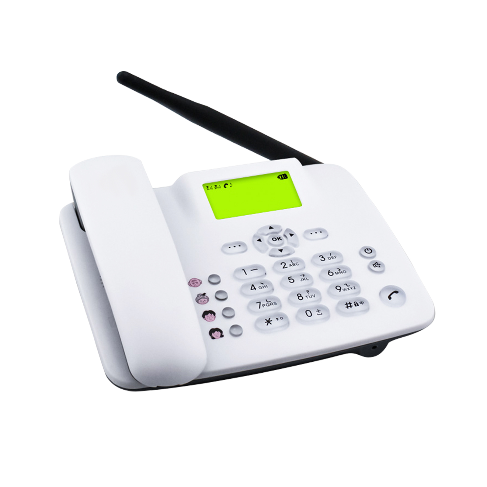 Fixed wi-rel-ess Phone Desktop Telephone Support Dual si-m TF Card 3G Cordless Phone with ante-nna Ra-dio Alarm Clock Automatic Auto-rec-ording Funtion for House Home Call Center Office Company Hotel. 