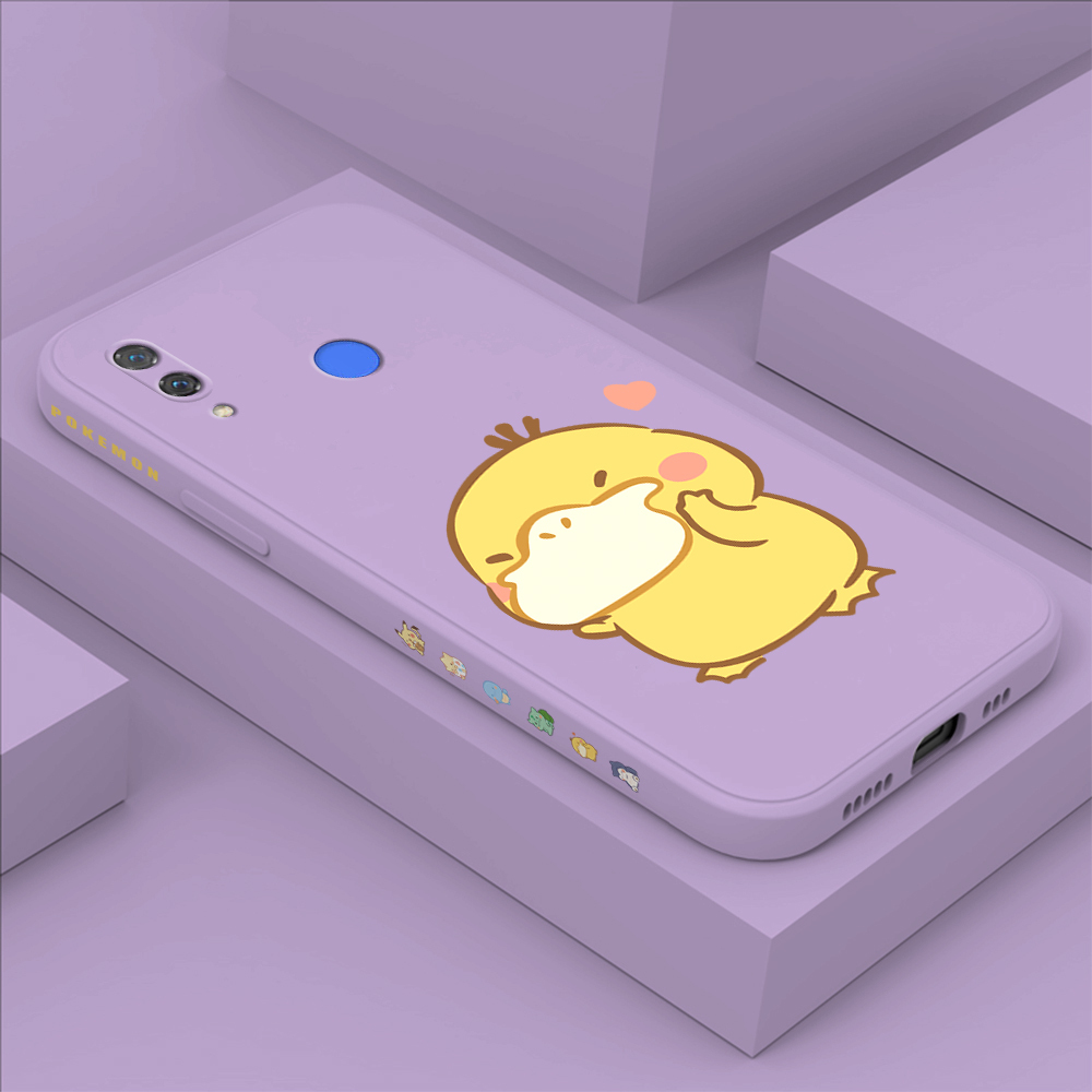 Hontinga for Huawei Nova 3 Back Cover Cute Cartoon Duck Side Design Case Soft Square Edge Liquid Silicone Phone Cases. 