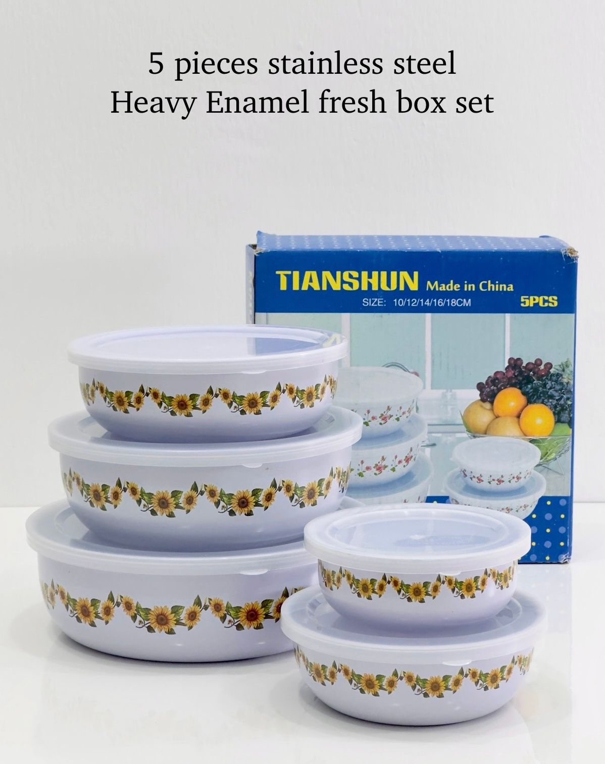 Enamelware Storage Bowl Set /Food Container 5pcs. 
