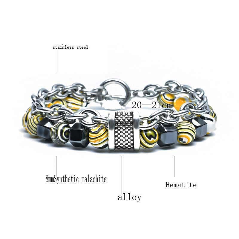 Malachite Beads Bracelets Chain Punk Yoga Chakra Beaded Bracelets for Men Women Fashion Jewelry. 