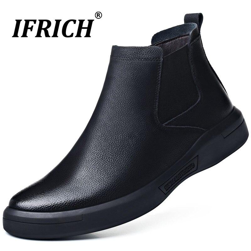 【ALLGOOD】SHUNAICHI Winter Men Chelsea Boots Shoes Black Low Boots For Mens With Fur Men Slip-on Boots Brand Fashion Dress Leather Boots Rubber Sole. 