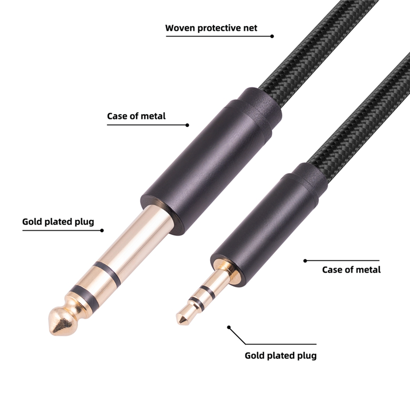 Amplifier Audio Cable Aux Cable for Mixer Amplifier Gold Plated 3.5 Jack to 6.5 Jack Male to Male Audio Cable 1 Meter. 