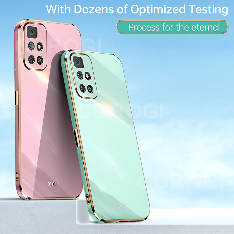 For Xiaomi Redmi 10 2022 Back Cover Luxury 6D Plating Square Frame Shiny Case Camera Lens Protection Soft Silicone Mobile Phone Cases. 