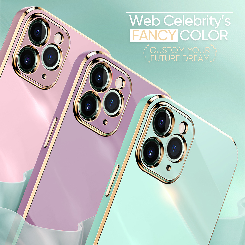 Hontinga for Xiaomi Redmi 8 Back Cover Luxury 6D Plating Frame Shiny Bling Case Soft Silicone Square Phone Cases. 