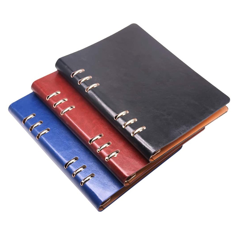 Songaa Leather A5 Ring Binder Notebook, 6-Ring A5 Binder With A5 Refill Papers, Personal Planner Travel Journal In Blue: Binders & Binder Accessories