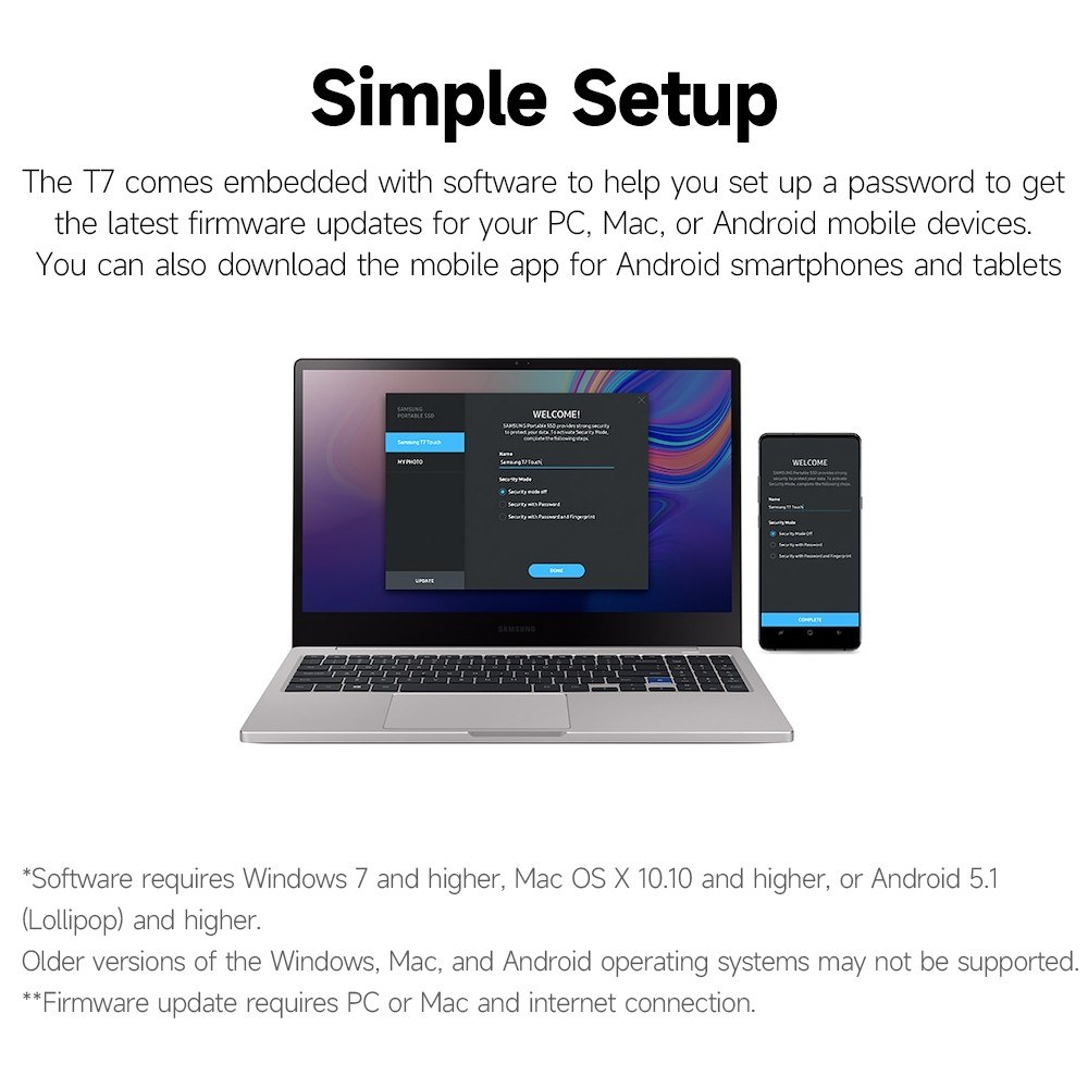 SAMSUNG T7 Type-C USB 3.2 Portable Solid State Drive 500GB Aluminum Alloy Portable SSD up to 1050MB/s Sequential Read Speed Blue-1tb. 