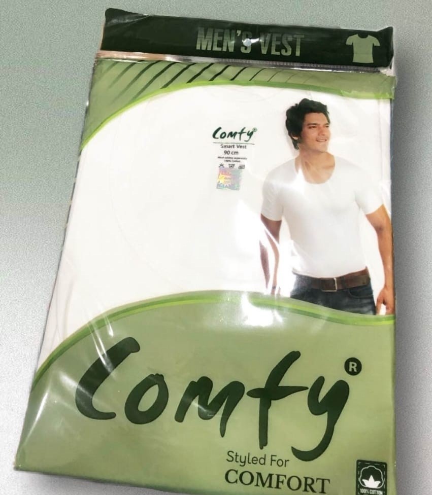 Comfy Sleeve White Cotton Men Vest. 