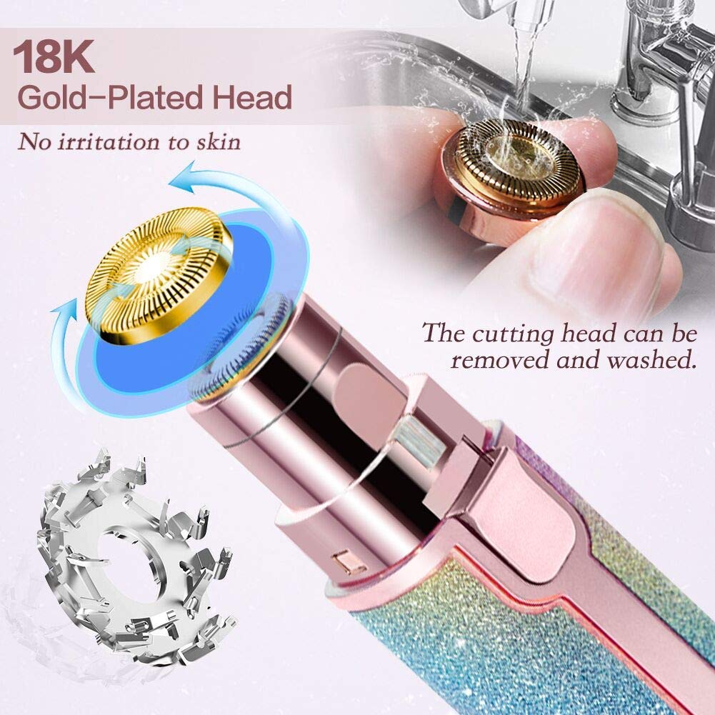 Women's Face Hair Remover Epilator for women Machine for Upper Lip, Chin, Eyebrow SUNSHREE - Rose Gold. 
