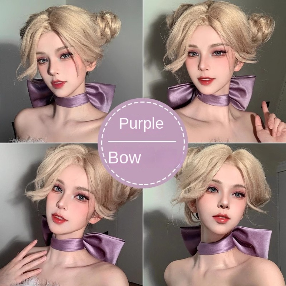 Exquisite Marie Cat Cat Ears Hair Bun Bow Choker Set Anime Hand Made Cat Ears False Hair Pieces Kitten Jewelry on Neck Bow Satin Necklace Decoration. 