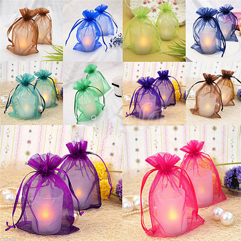 50pc Organza Gift Bags Jewelry Candy Bag Wedding Favors Bags Mesh Gift Pouches. 