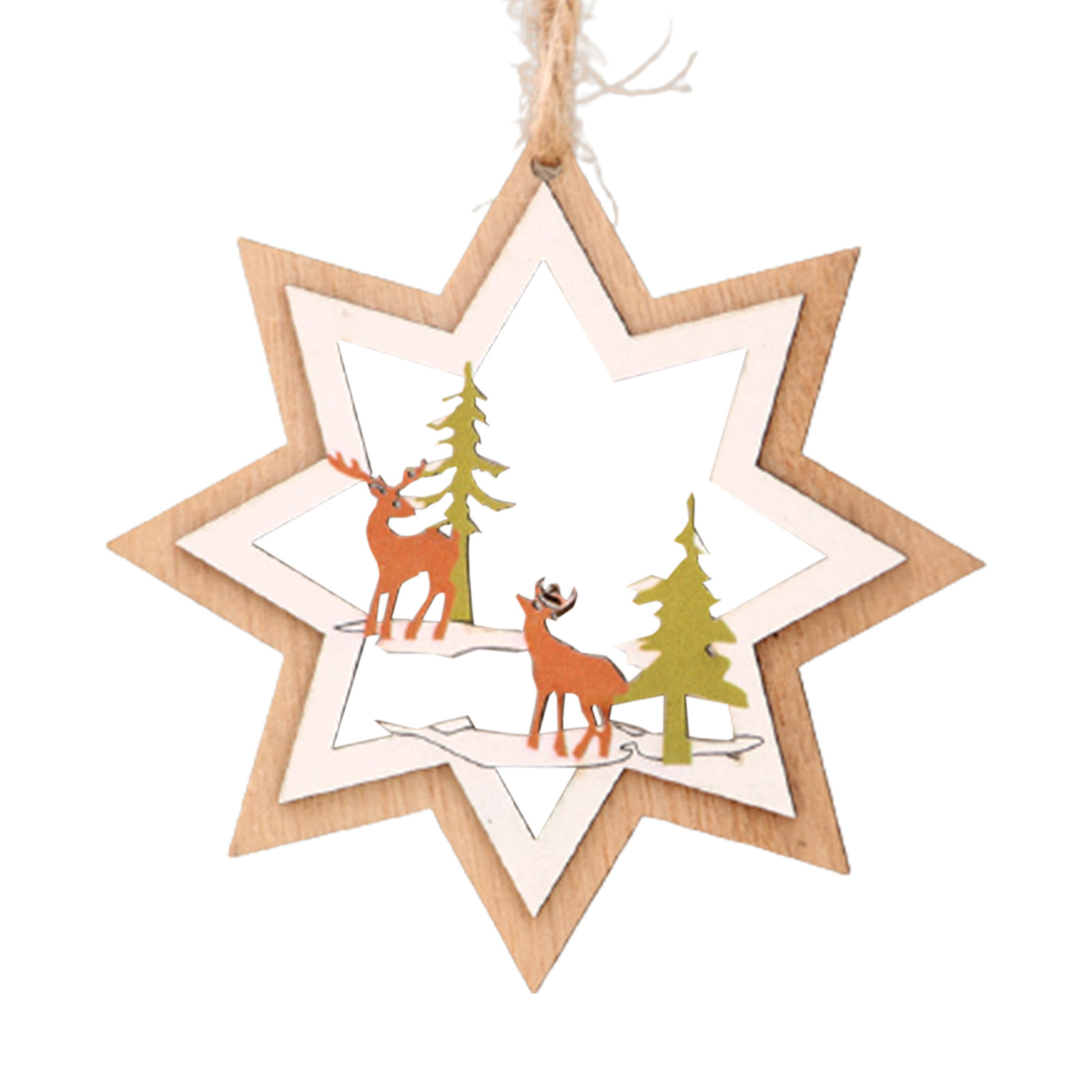 Christmas Tree Pendant Decorative Three-dimensional Tree Elk Craft Vintage Christmas Party Pendants Ornaments Home Decor. 