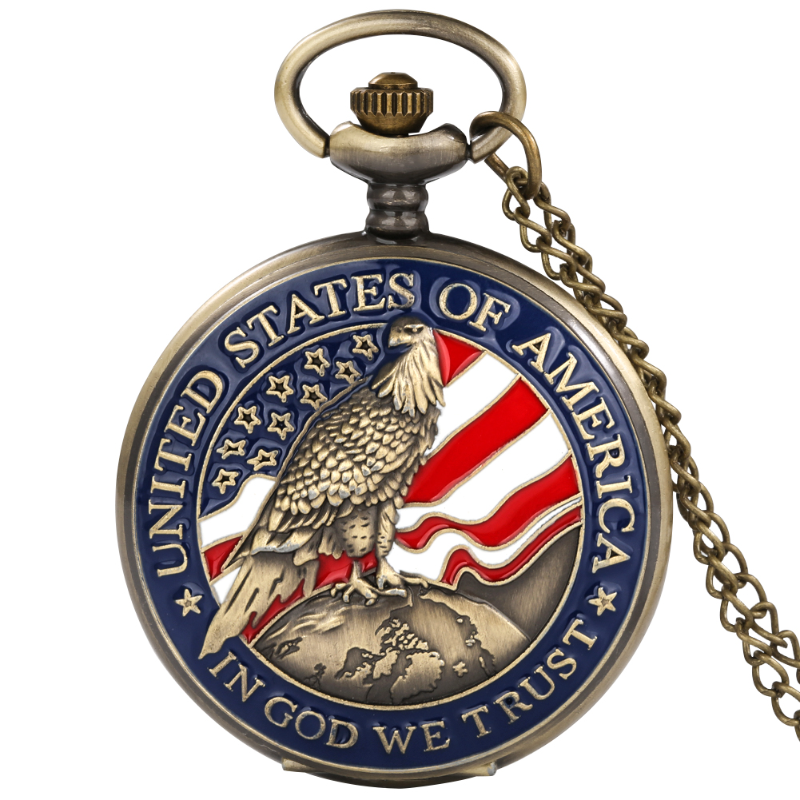 【FOOT SOFA】Classic American Presidential Torch Eagle Free Design pocket Watch for men and women Vintage quartz Arabic numerals. 
