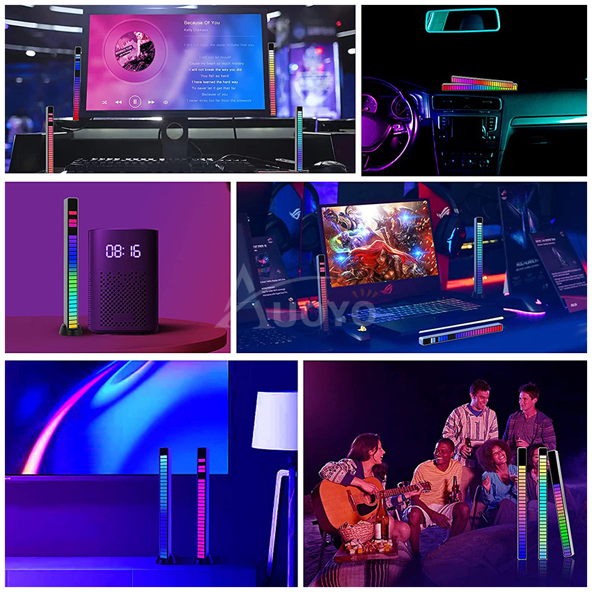 Auoyo RGB Pickup Light Car Mounted Music Spectrum Light Voice Control Rhythm Light Car Ambience Light Desktop Light Net Red Light Creative Music Spectrum Rhythm Lamp. 