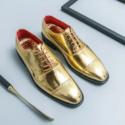 Mens metallic gold hot sale dress shoes