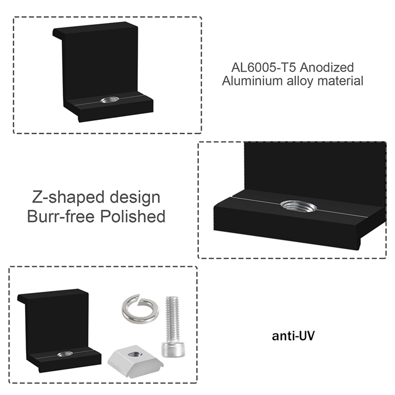 12 Pack Solar Module Holder End Clamp, End Clamp 30Mm. 
