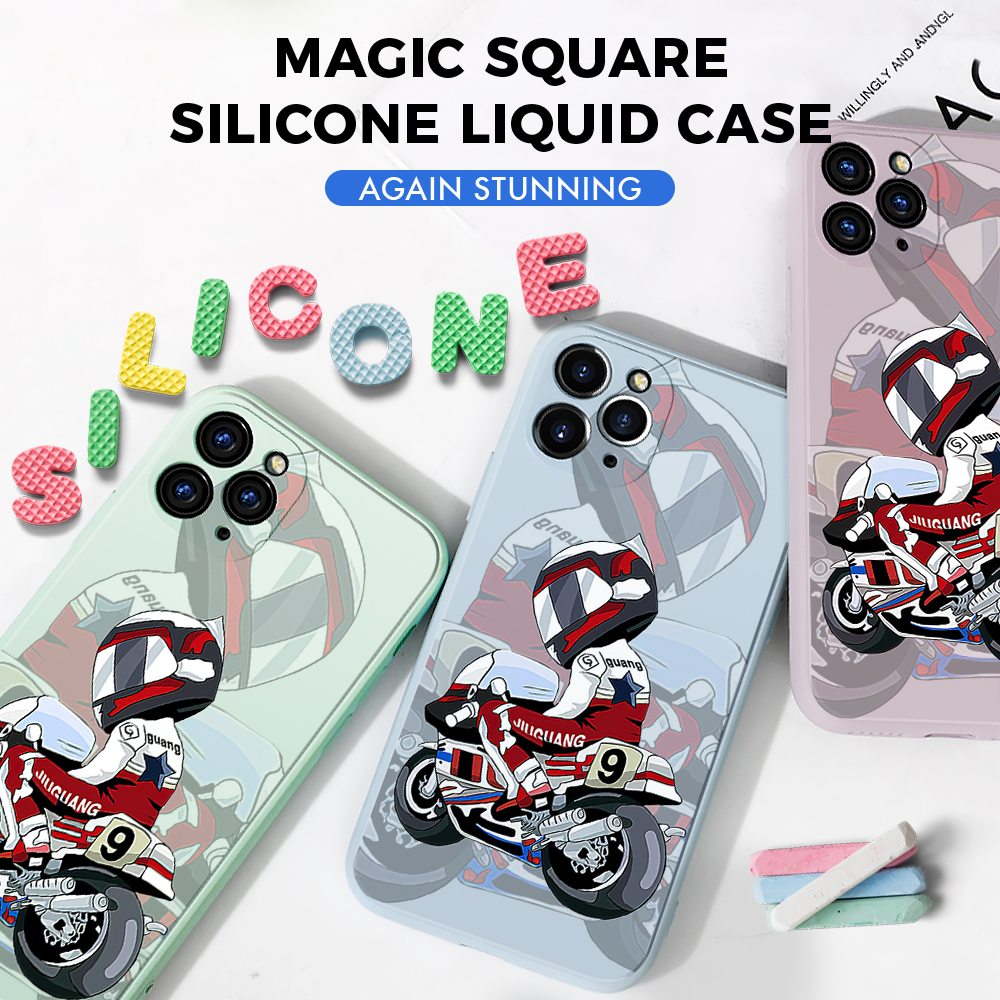 AMORVOR for Huawei P20 Lite Nova 3E Back Cover Cartoon Motorcycle Soft Case Multicolor Liquid Silicone Phone Cover. 