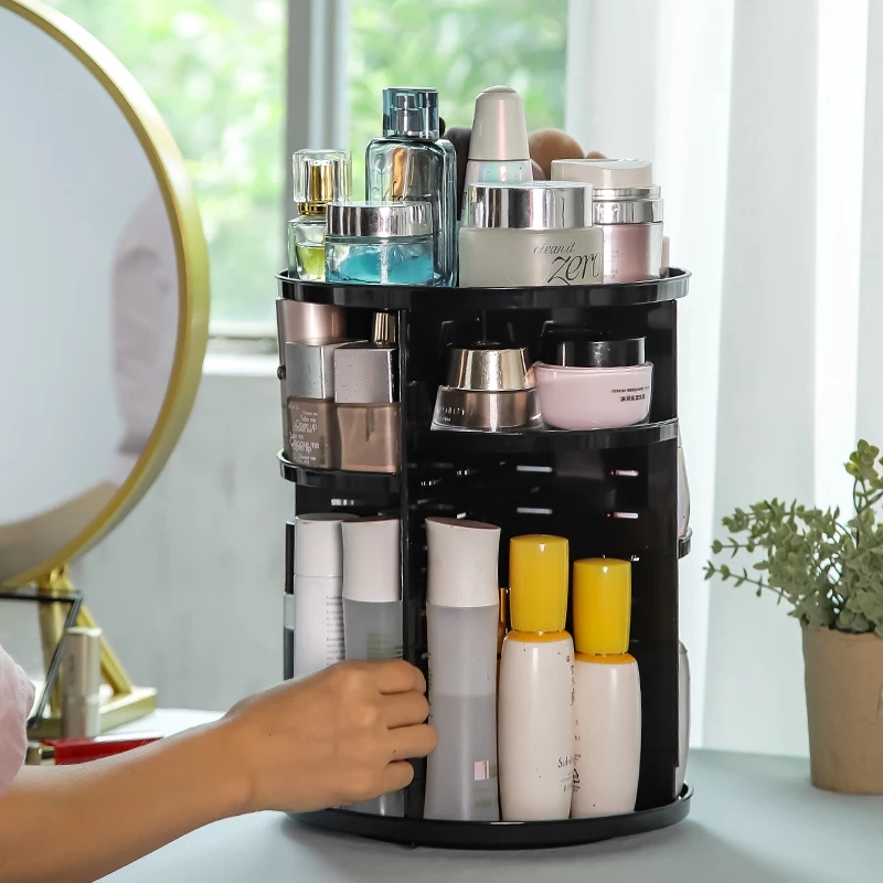 Rotating Makeup Organizer Black Daraz.lk
