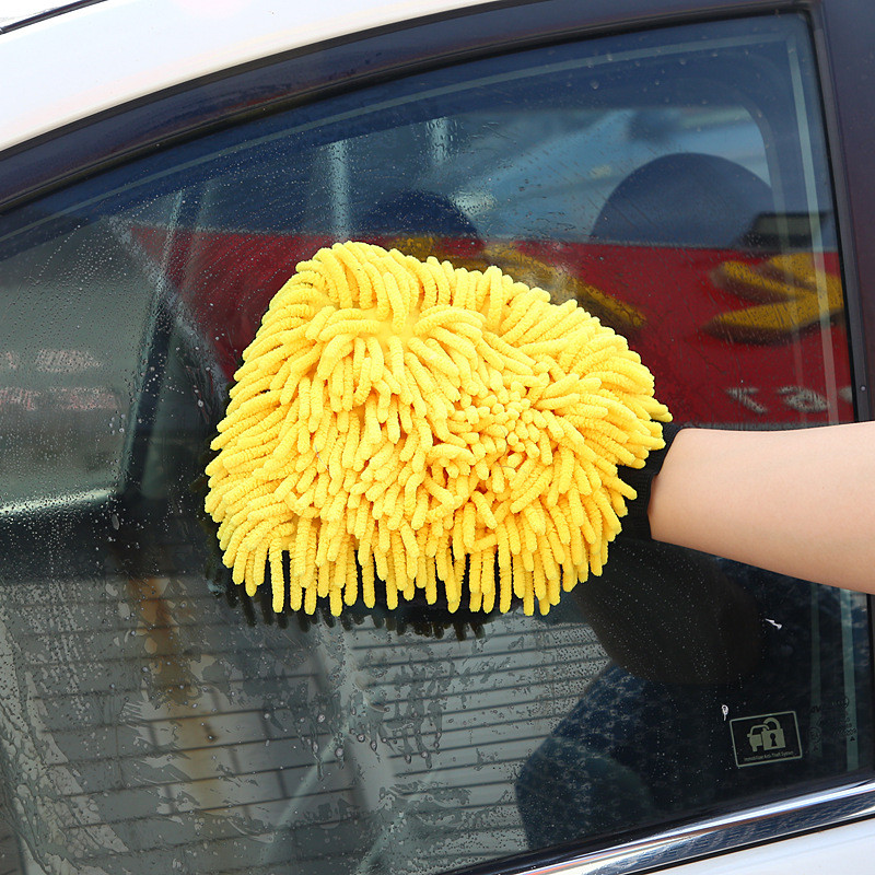 Waterproof Car Wash Microfiber Chenille Gloves Thick Car Cleaning Mitt Wax Detailing Brush Auto Care Double-faced Glove. 