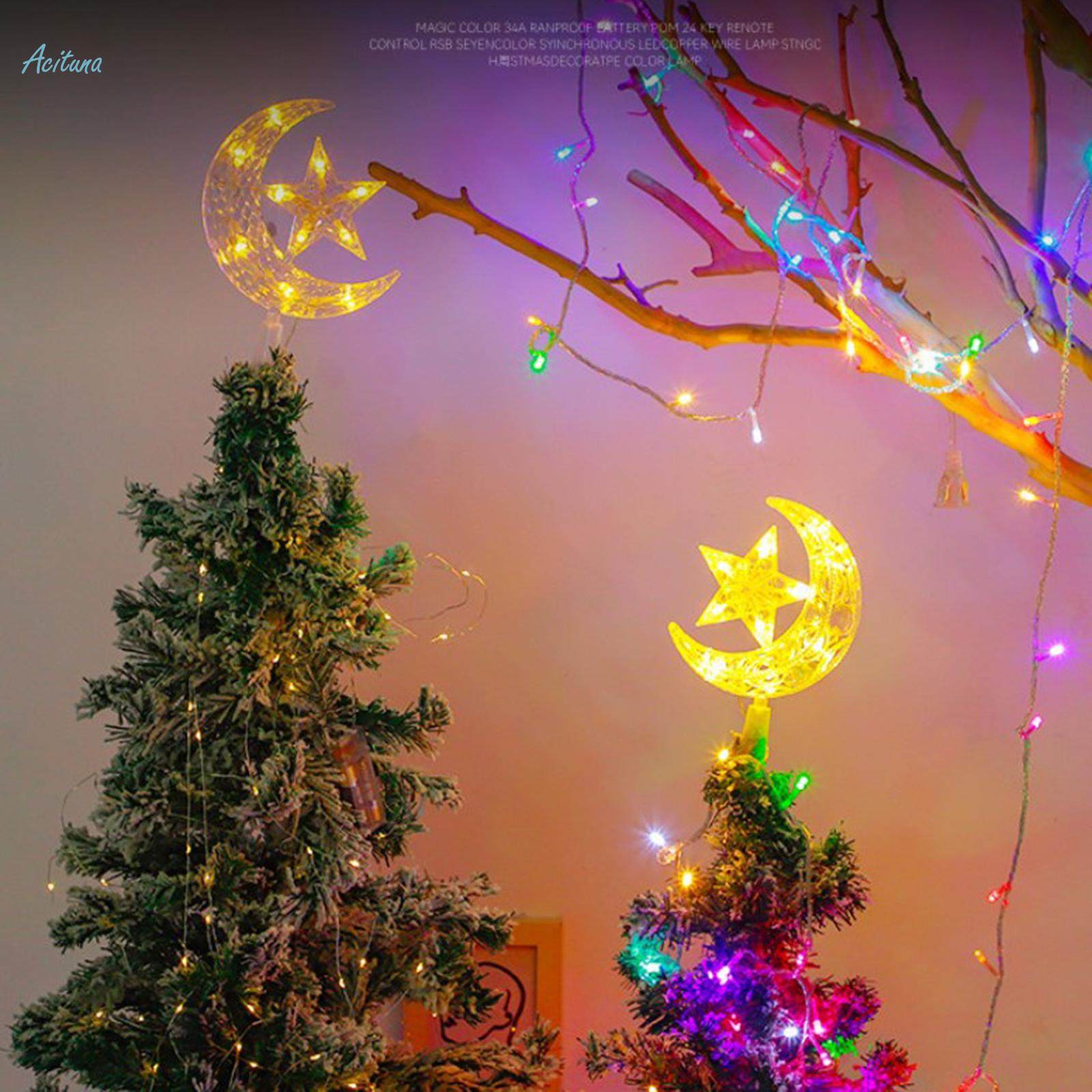 Christmas Tree Toppers Lamp Moon and Star Ornament for Wedding Decoration. 