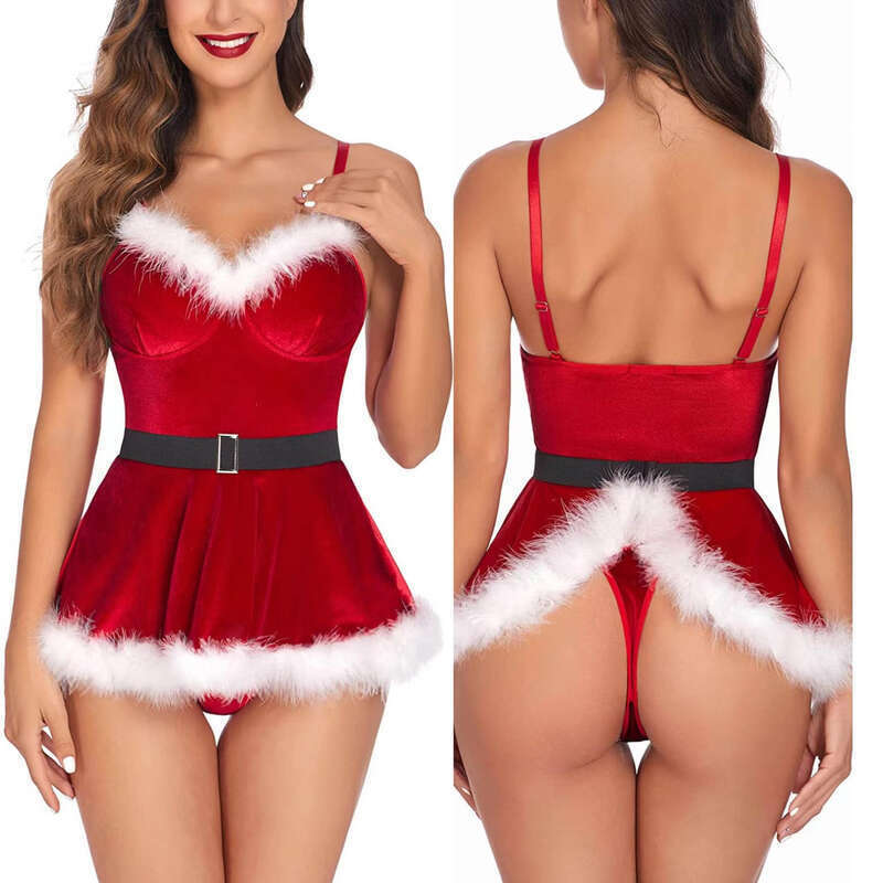 [PO] Sexy geries for Woman Christmas Fun Temptation Passion Uniforms One Piece Clothing Dominant Queen Sexiest Panties Bra Skirt ☆. 