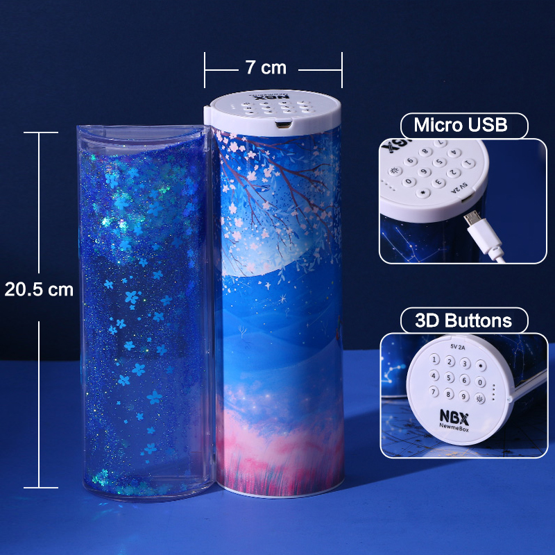 Maoxia NBX Smart Lock Password Glitter Pencil Case Multifunctional Pencil Box For School Boy Plastic Transparent Meteor Falling Star. 