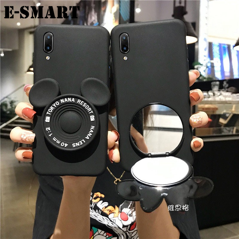 Phone Case Nokia 5.4 Back Cover Cute Cartoon Camera Stand Holder Silicone Soft Cases for Nokia 5.4 Makeup Mirror Phone Cover Case. 