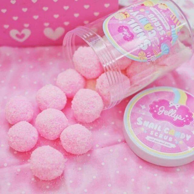 Jelly's Snail Candy Whitening Body Scrub jscs 16 Balls Dead Skin Cells to Reveal Smooth Healthy Skin 300g made in Thailand. 