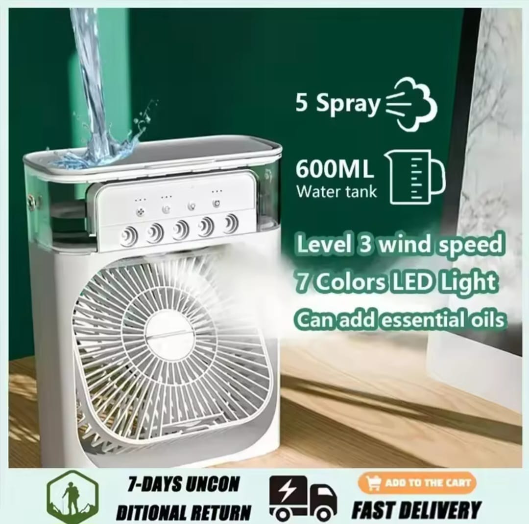 Portable Air Conditioner Cooling Fan 3 in 1 Adjustable Usb Led Night Light