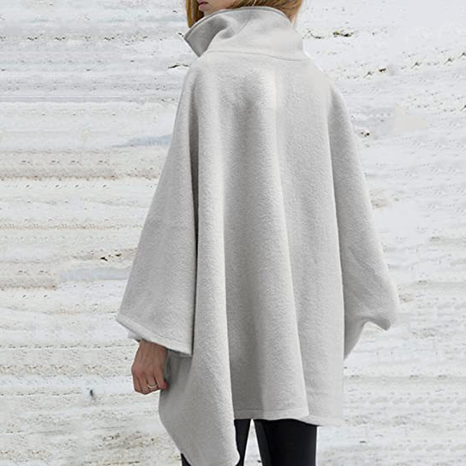 High-collar Cape Stylish High Collar Women's Cape Coat for Fall/winter Windproof Warm Poncho with Irregular Hem Southeast Asian Fashion Women Cape Coat. 